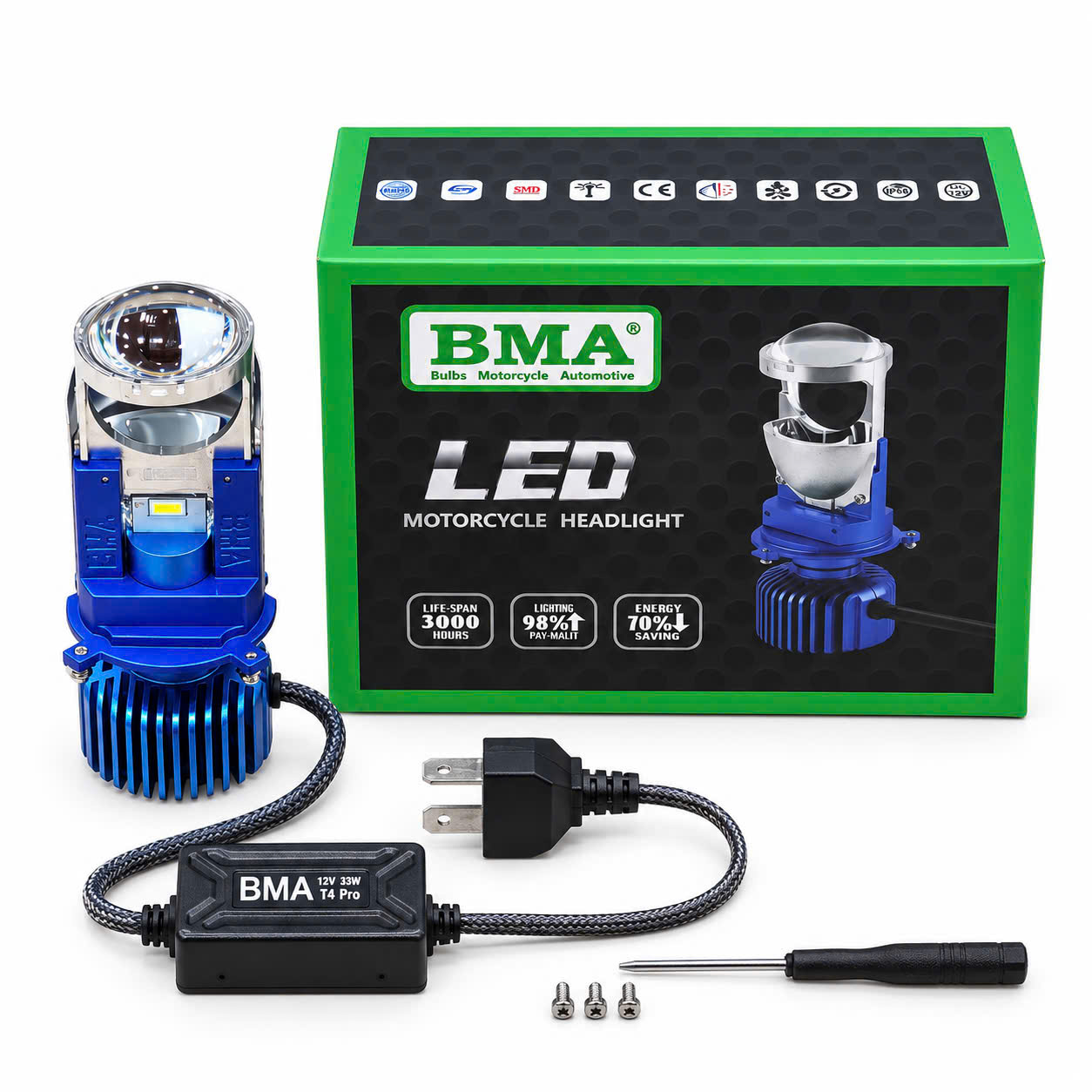 BÓNG LED BMA - T4 PRO BI CẦU QUẠT TẢN NHIỆT 75W (H4)